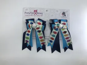 PonyTail Bows- Pineapple Blue
