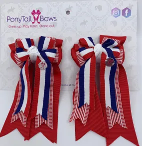 PonyTail Bows- Red Striped