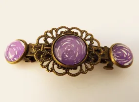 Purple Bronze Tone Dome Barrette Hairclip