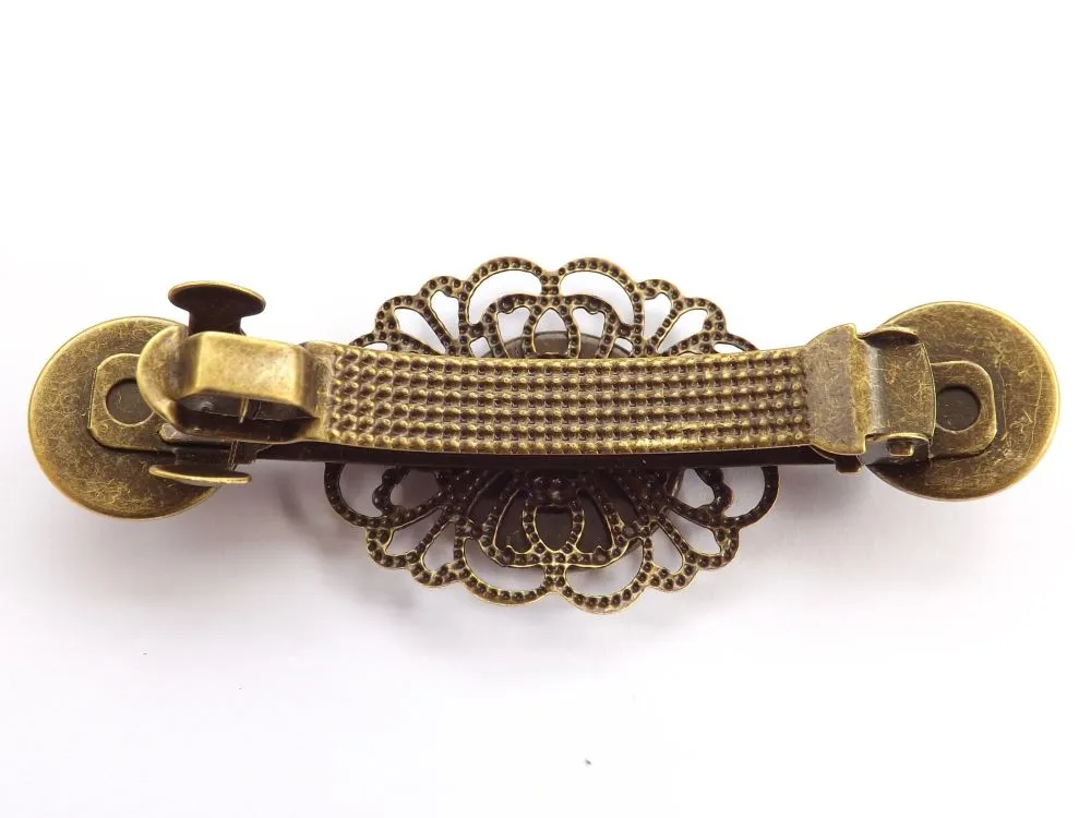 Purple Bronze Tone Dome Barrette Hairclip