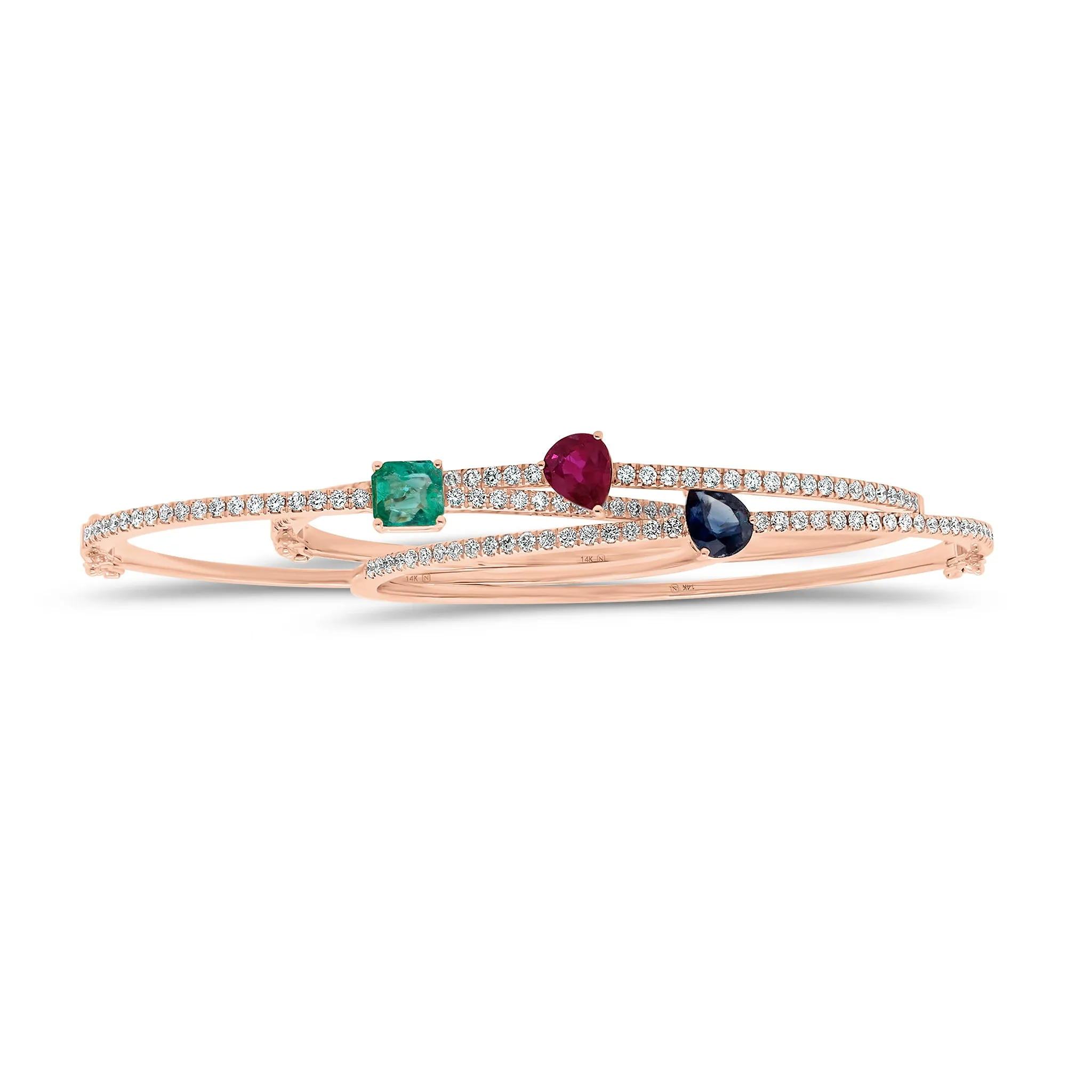 Radiant-Cut Emerald & Diamond Bangle Bracelet