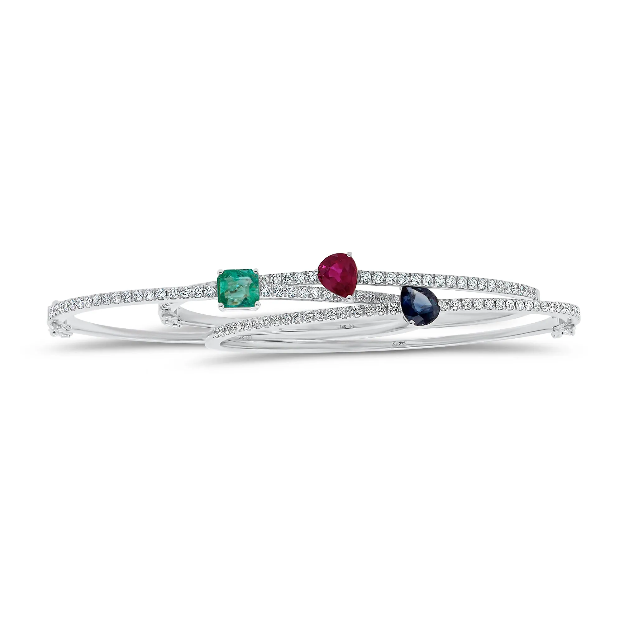 Radiant-Cut Emerald & Diamond Bangle Bracelet