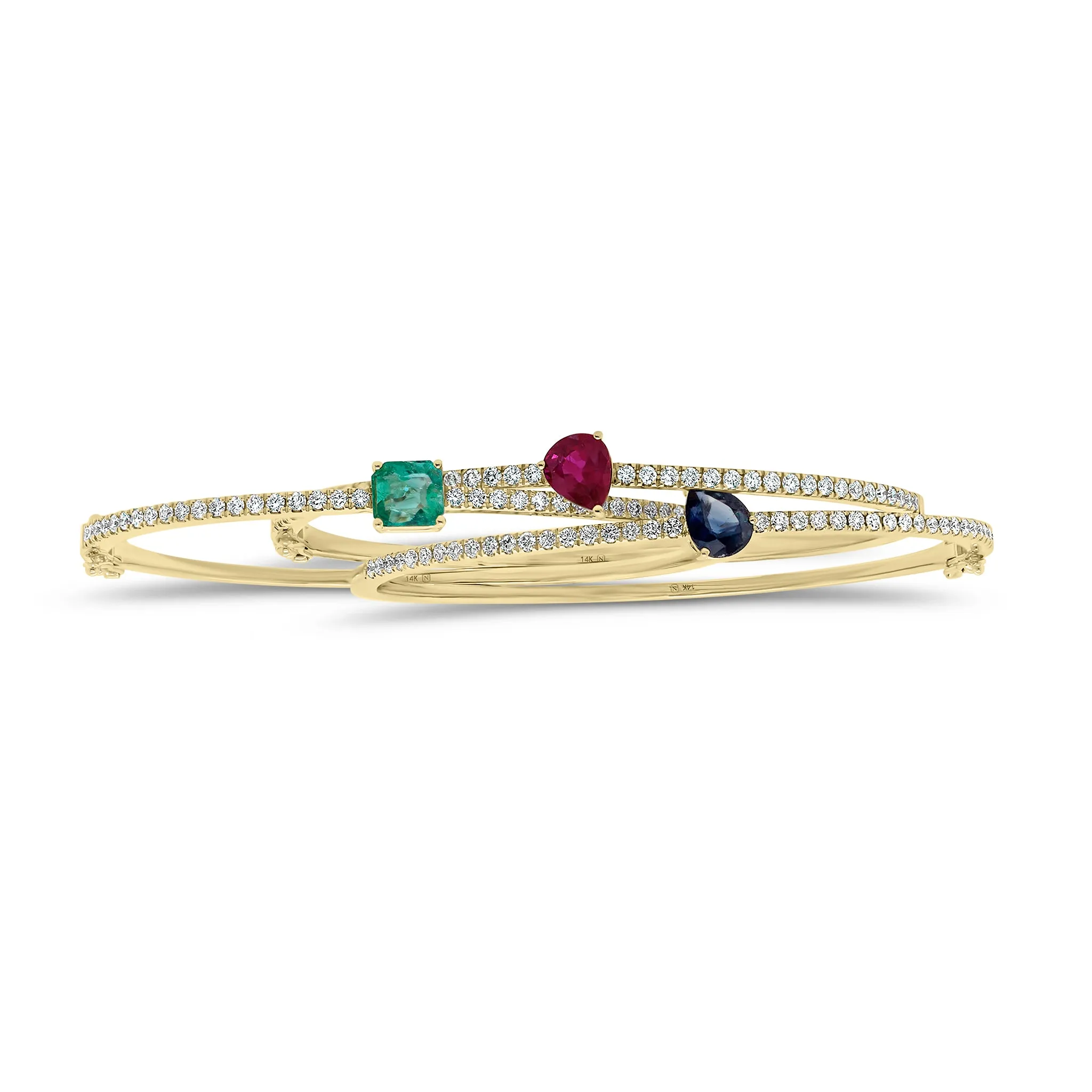 Radiant-Cut Emerald & Diamond Bangle Bracelet