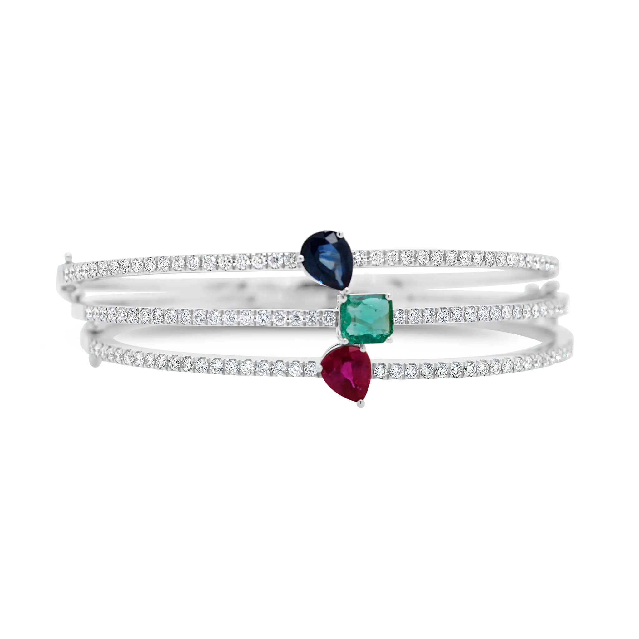 Radiant-Cut Emerald & Diamond Bangle Bracelet