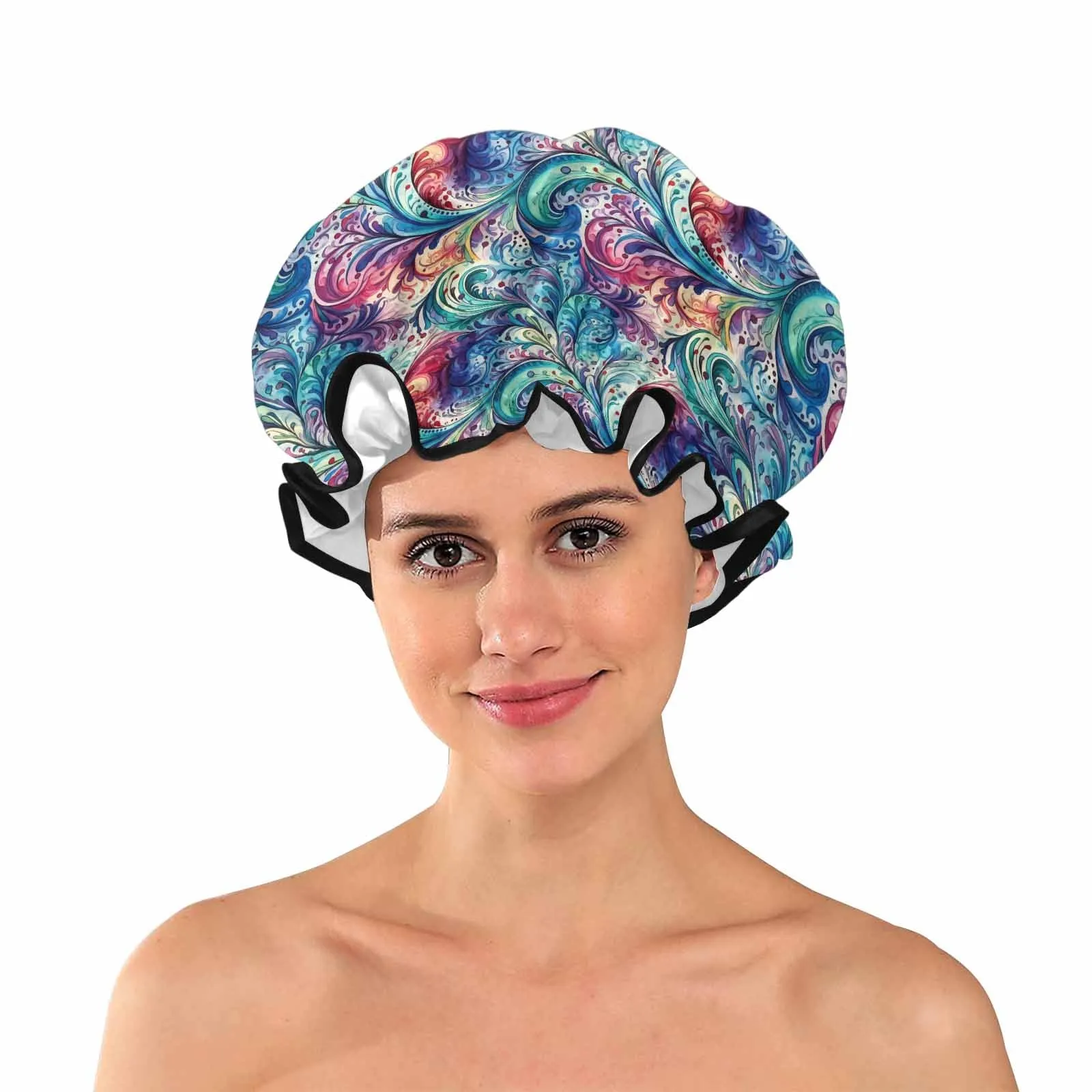 Rainbow Paisley  Shower Cap