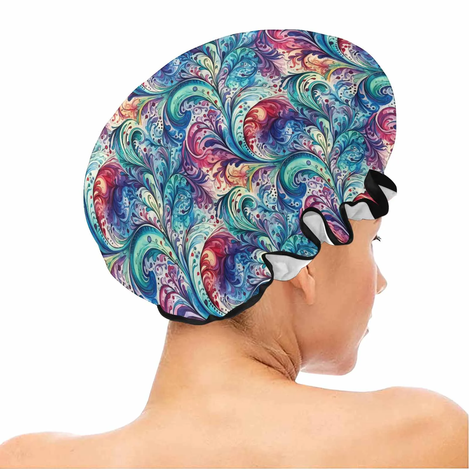 Rainbow Paisley  Shower Cap