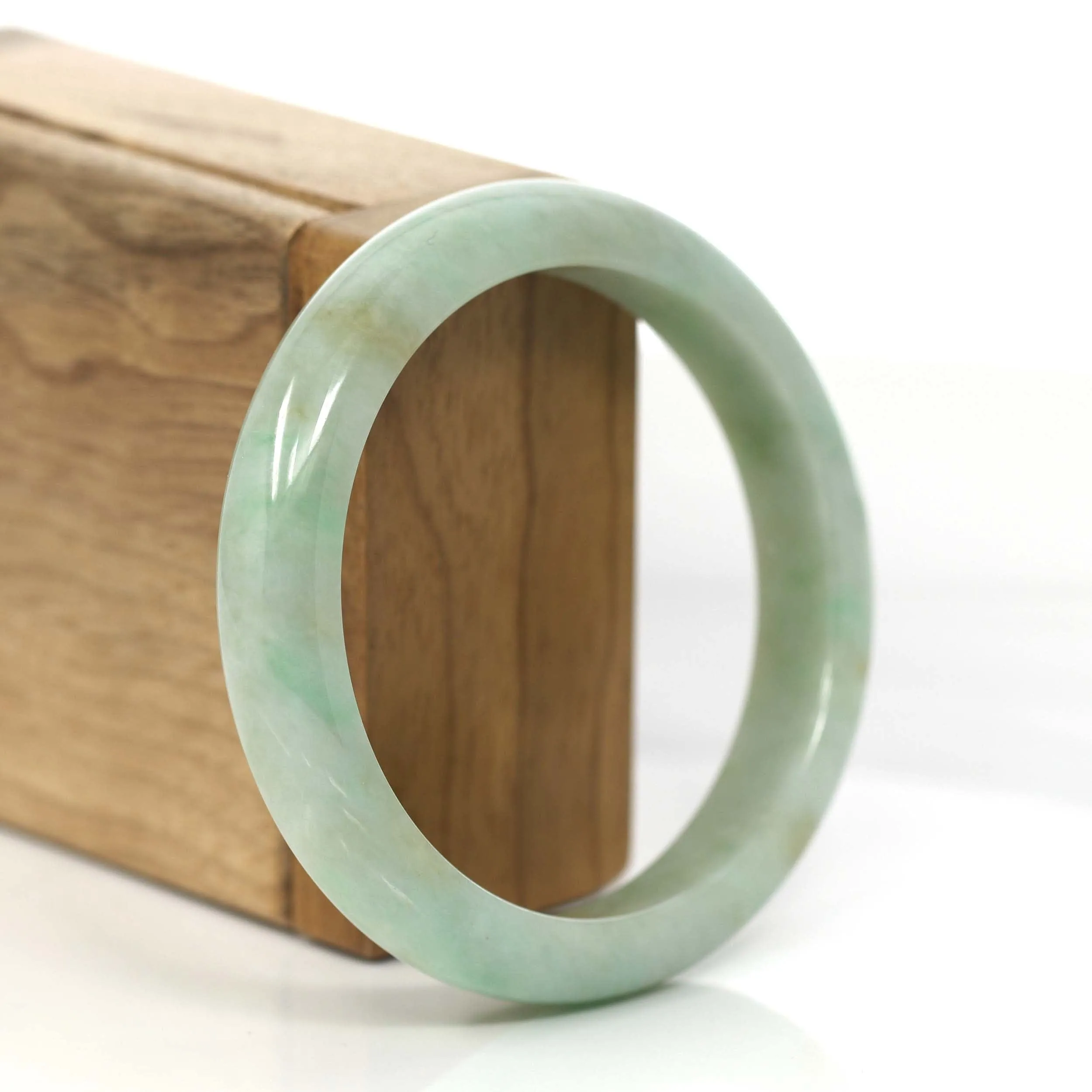 RealJade® Co.  "Classic Bangle" Yellow Green Natural Burmese Jadeite Jade Bangle (57.61mm )#830