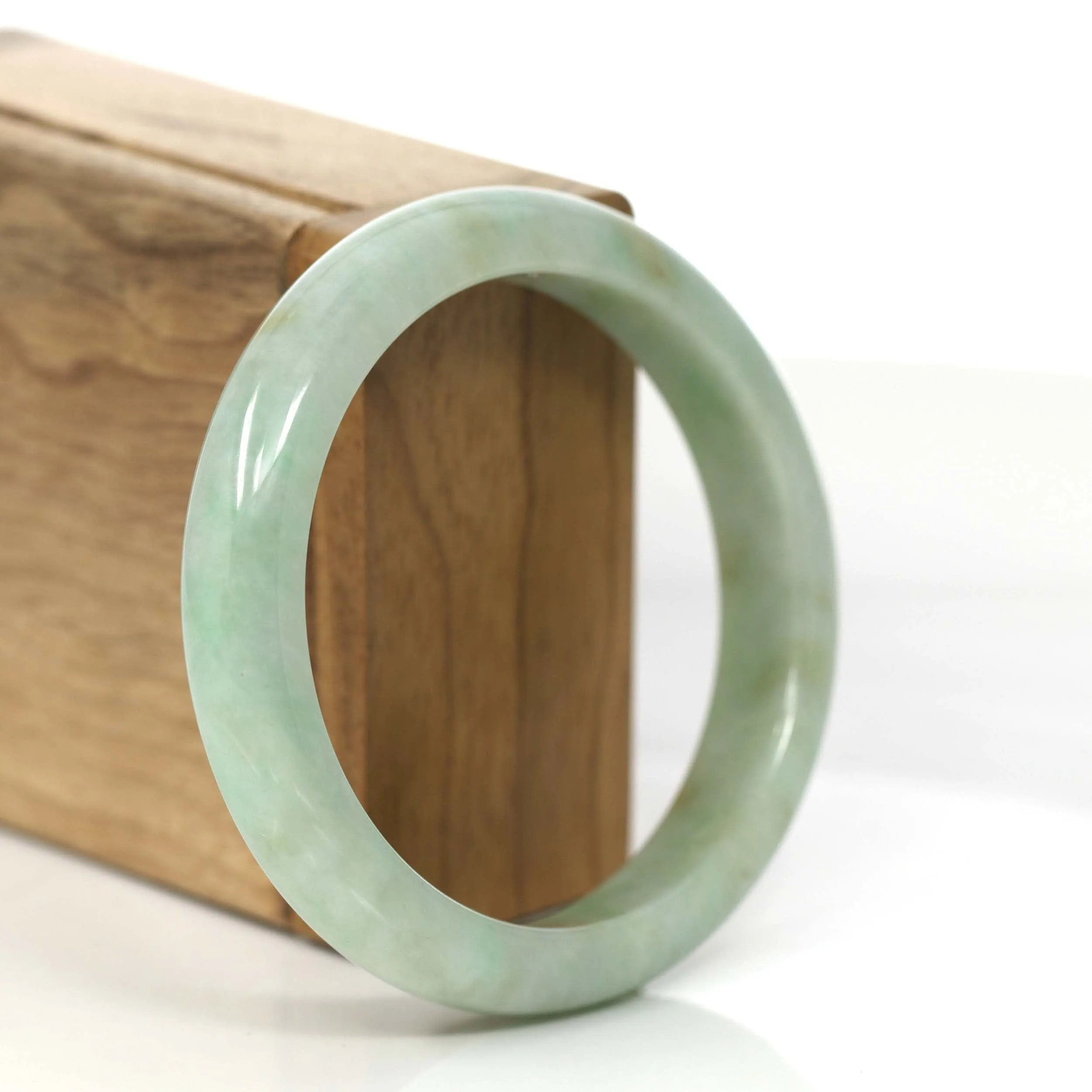 RealJade® Co.  "Classic Bangle" Yellow Green Natural Burmese Jadeite Jade Bangle (57.61mm )#830