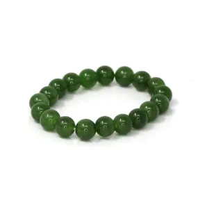 RealJade® Genuine Green Jade Round Beads Bracelet Bangle ( 9.5 mm )