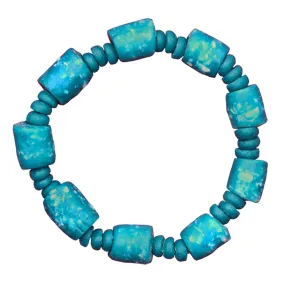 Recycled Glass Marble Bracelet in Teal Global Mamas