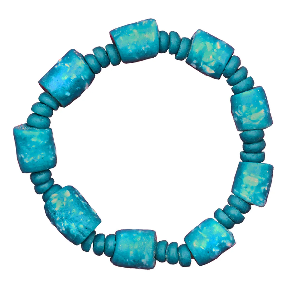 Recycled Glass Marble Bracelet in Teal Global Mamas