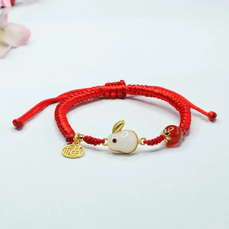 Red Agate and Rabbit Jade Fortune's Favor Bracelet