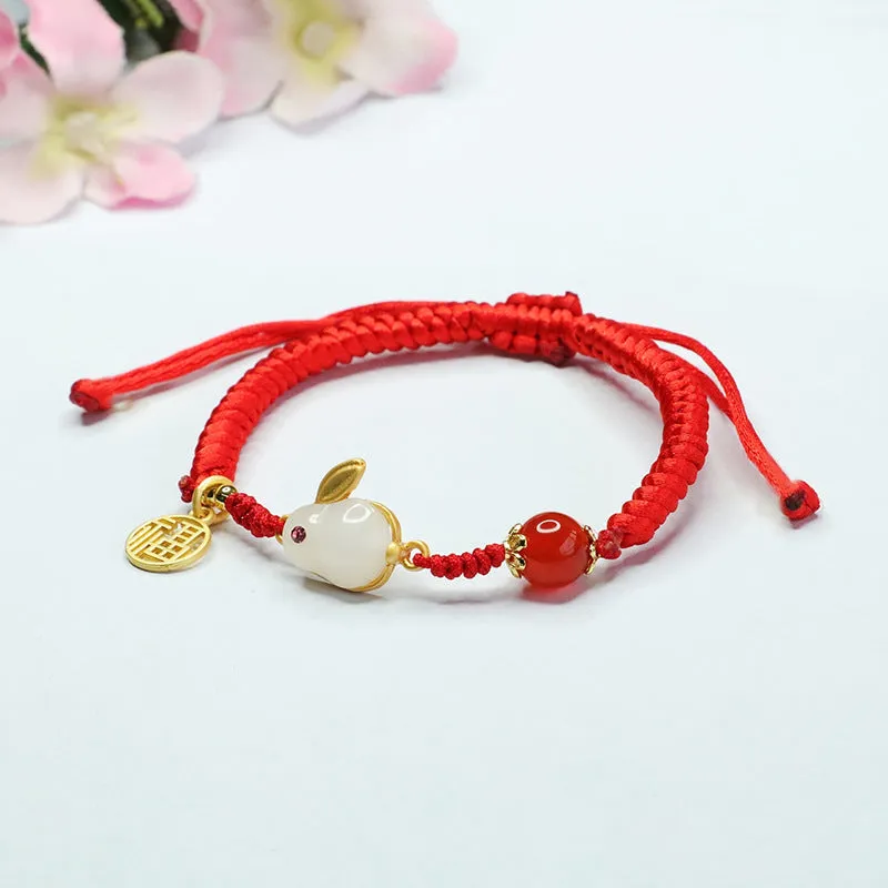 Red Agate and Rabbit Jade Fortune's Favor Bracelet