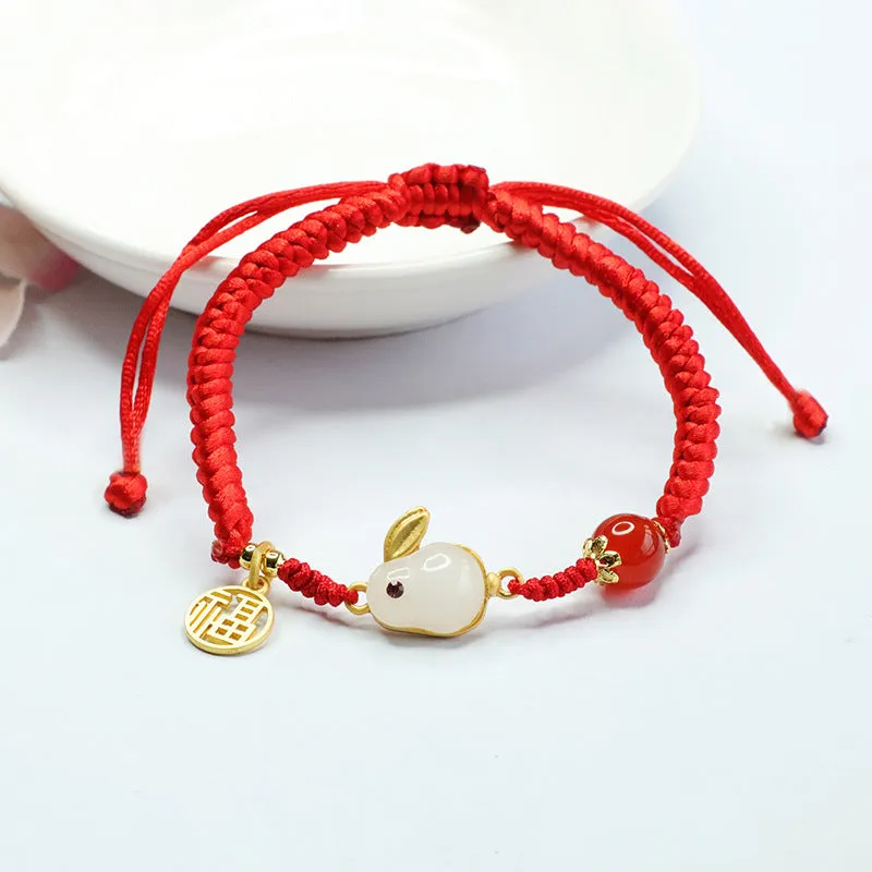 Red Agate and Rabbit Jade Fortune's Favor Bracelet