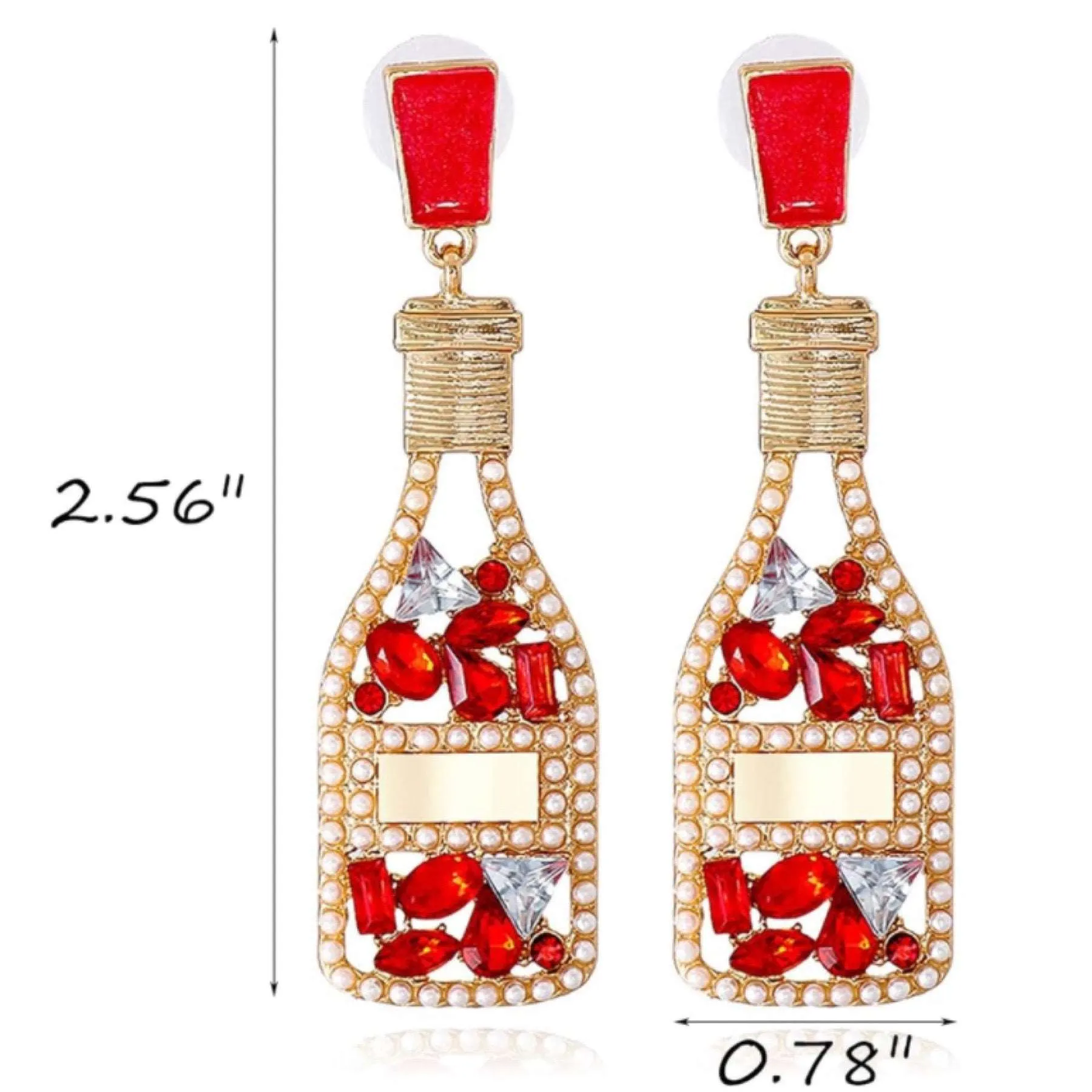 Red Champagne Bottle Earrings