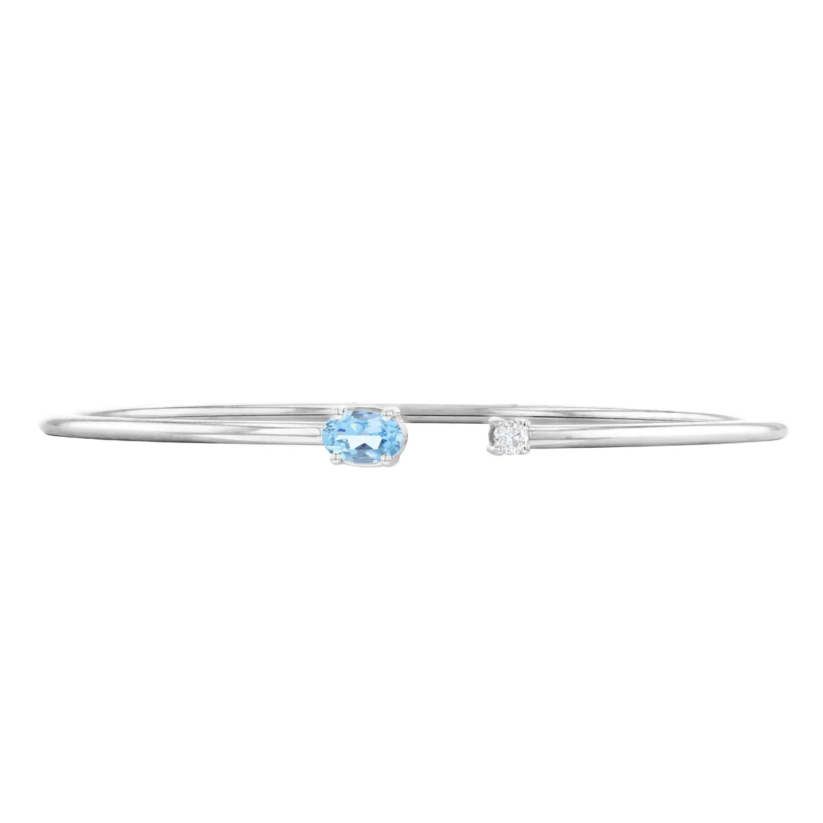 Rosa Mer 0.42ct Aquamarine and Diamond Bangle | 18K White Gold