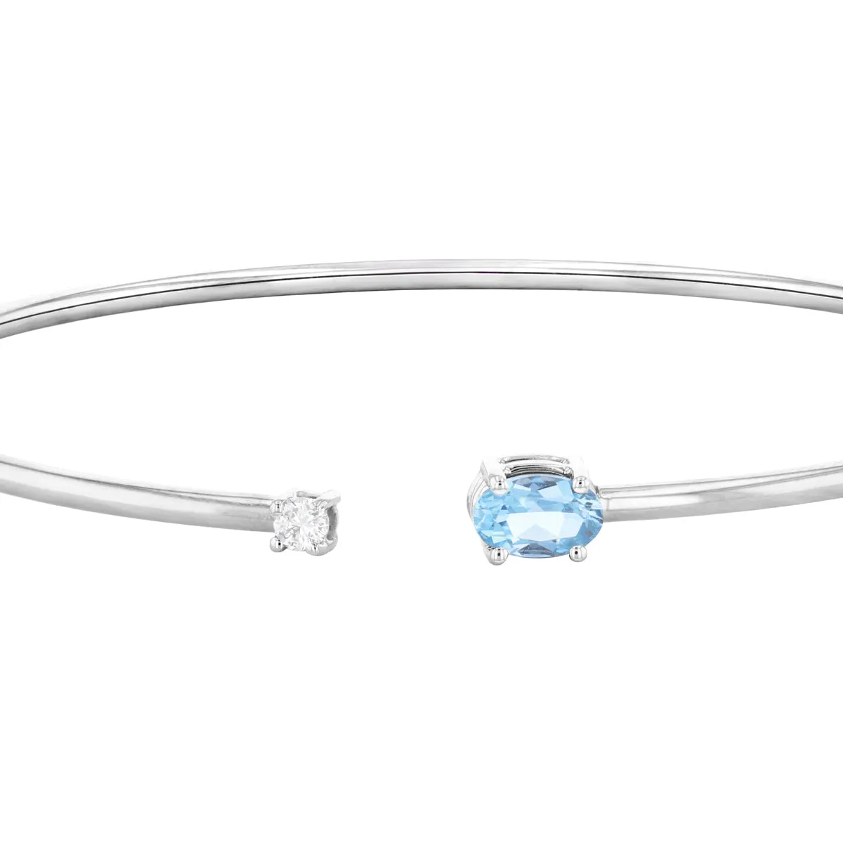 Rosa Mer 0.42ct Aquamarine and Diamond Bangle | 18K White Gold