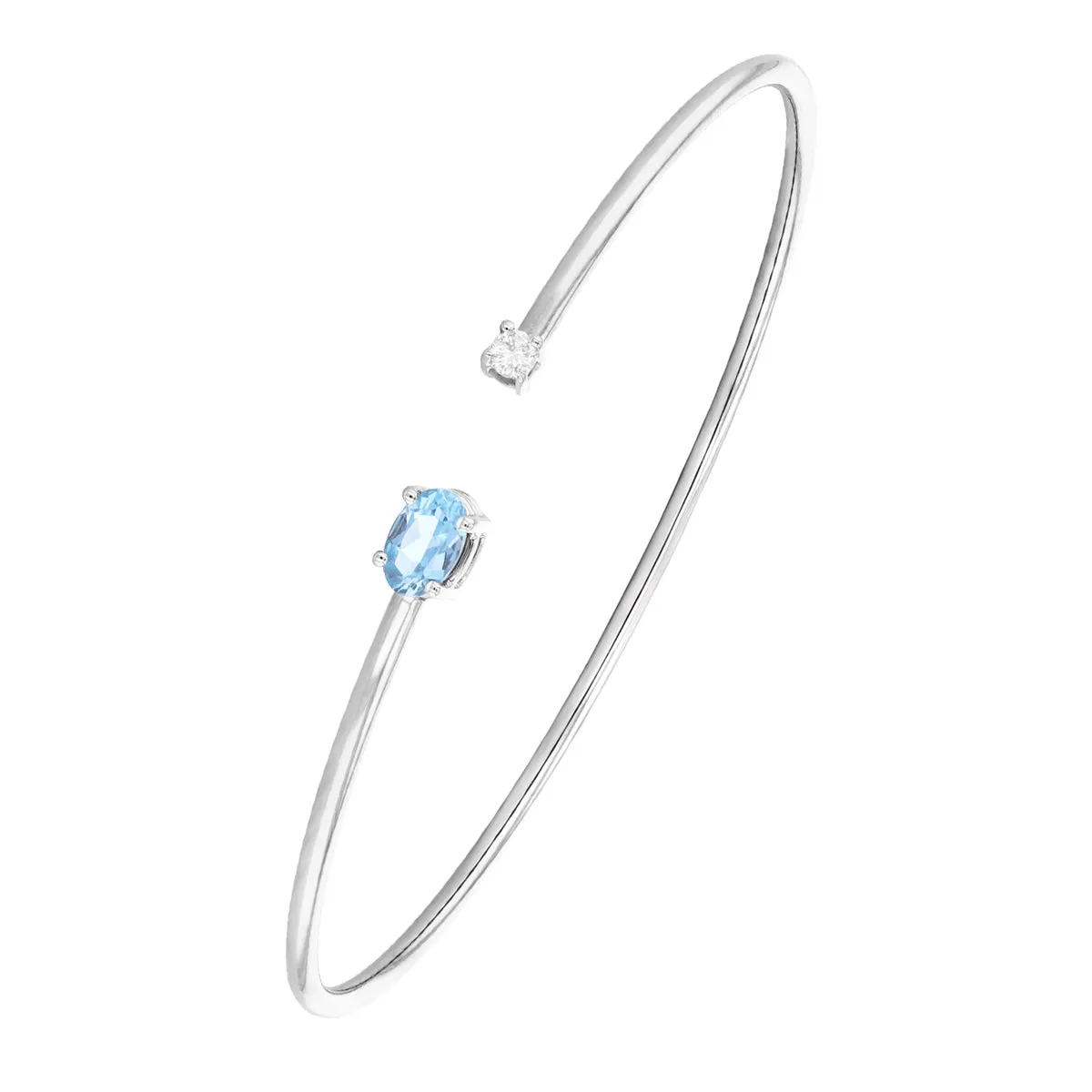 Rosa Mer 0.42ct Aquamarine and Diamond Bangle | 18K White Gold