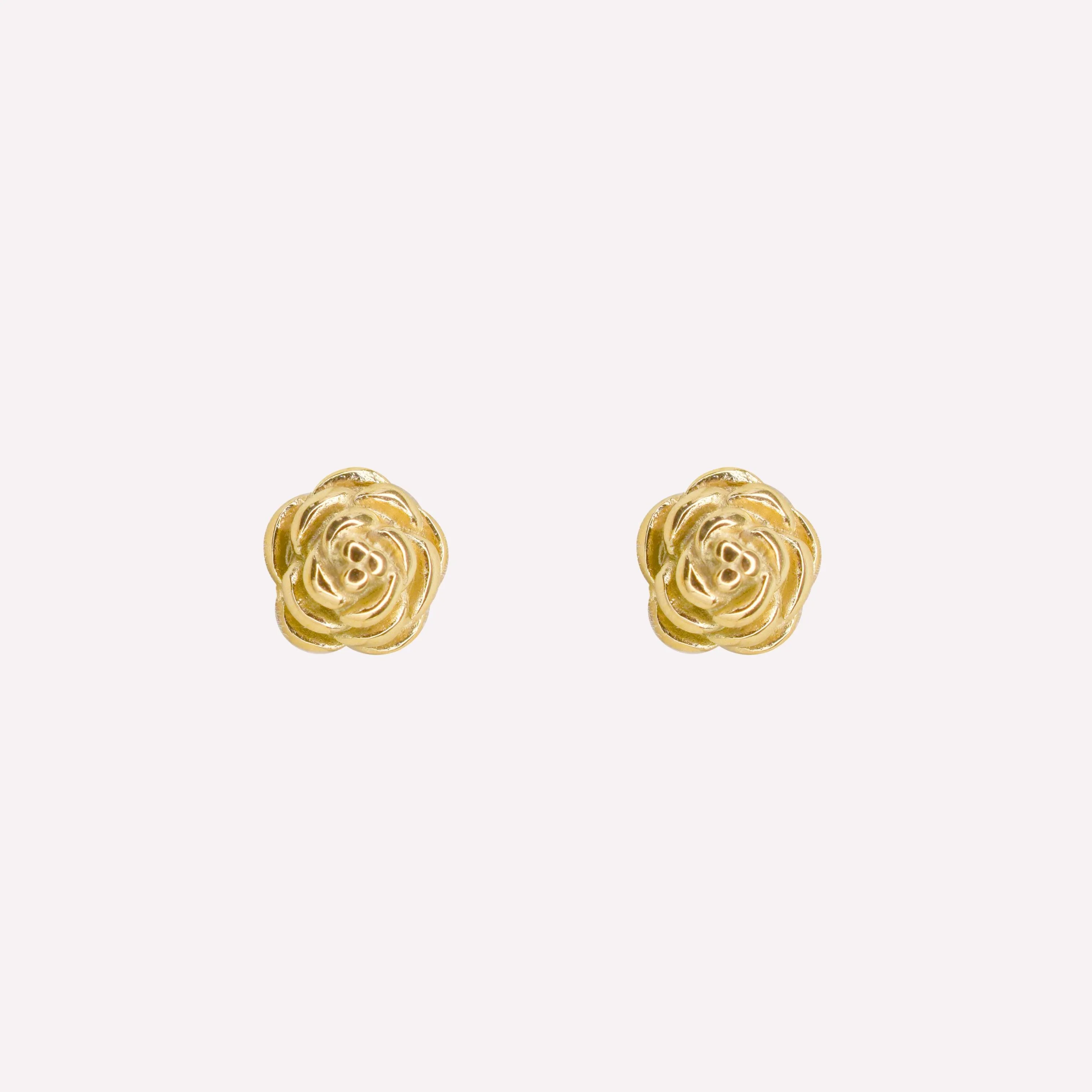 ROSE STUD EARRINGS IN GOLD