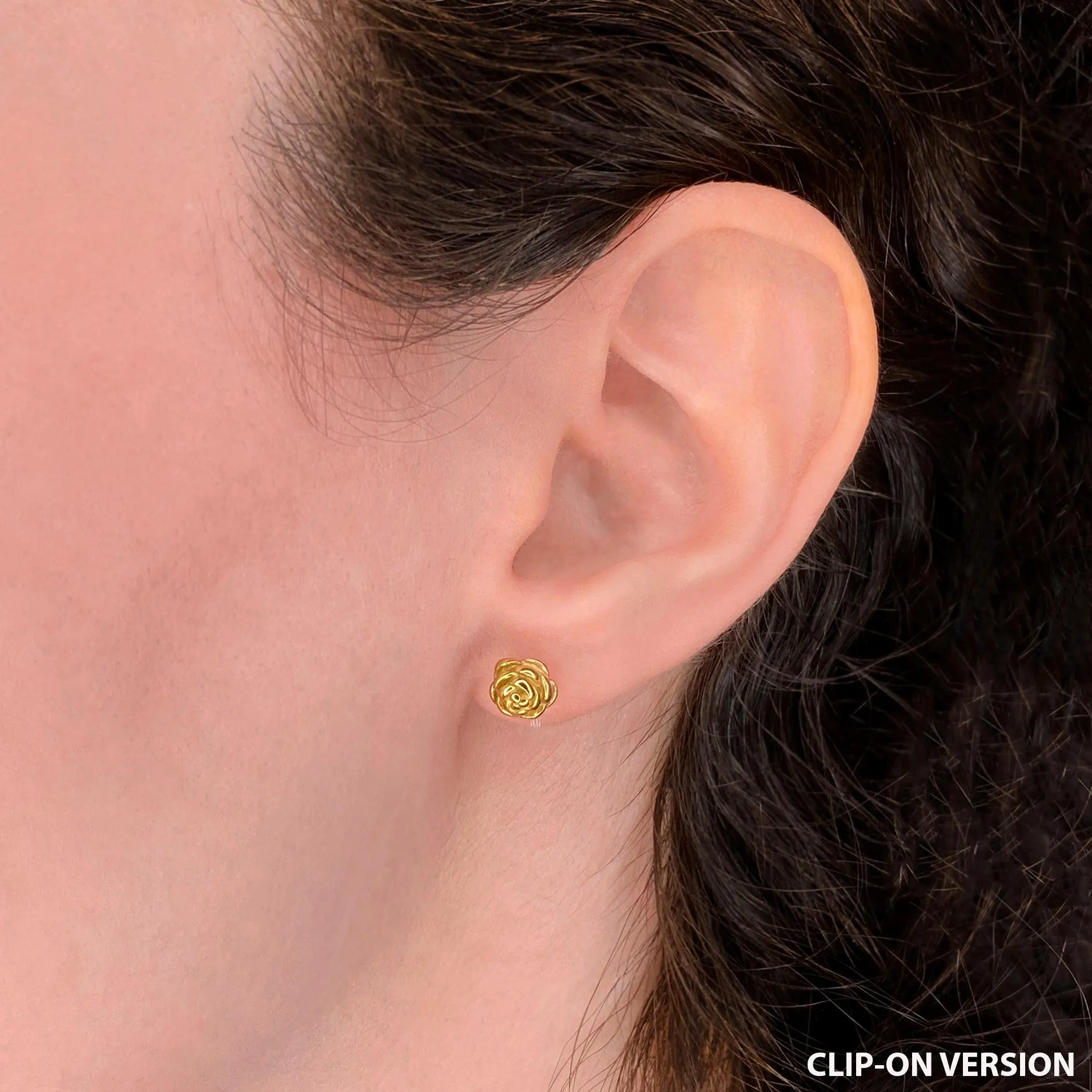 ROSE STUD EARRINGS IN GOLD