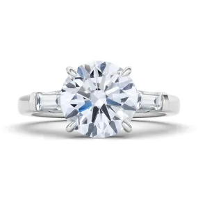 Round Brilliant With Tapered Baguettes Diamond Ring