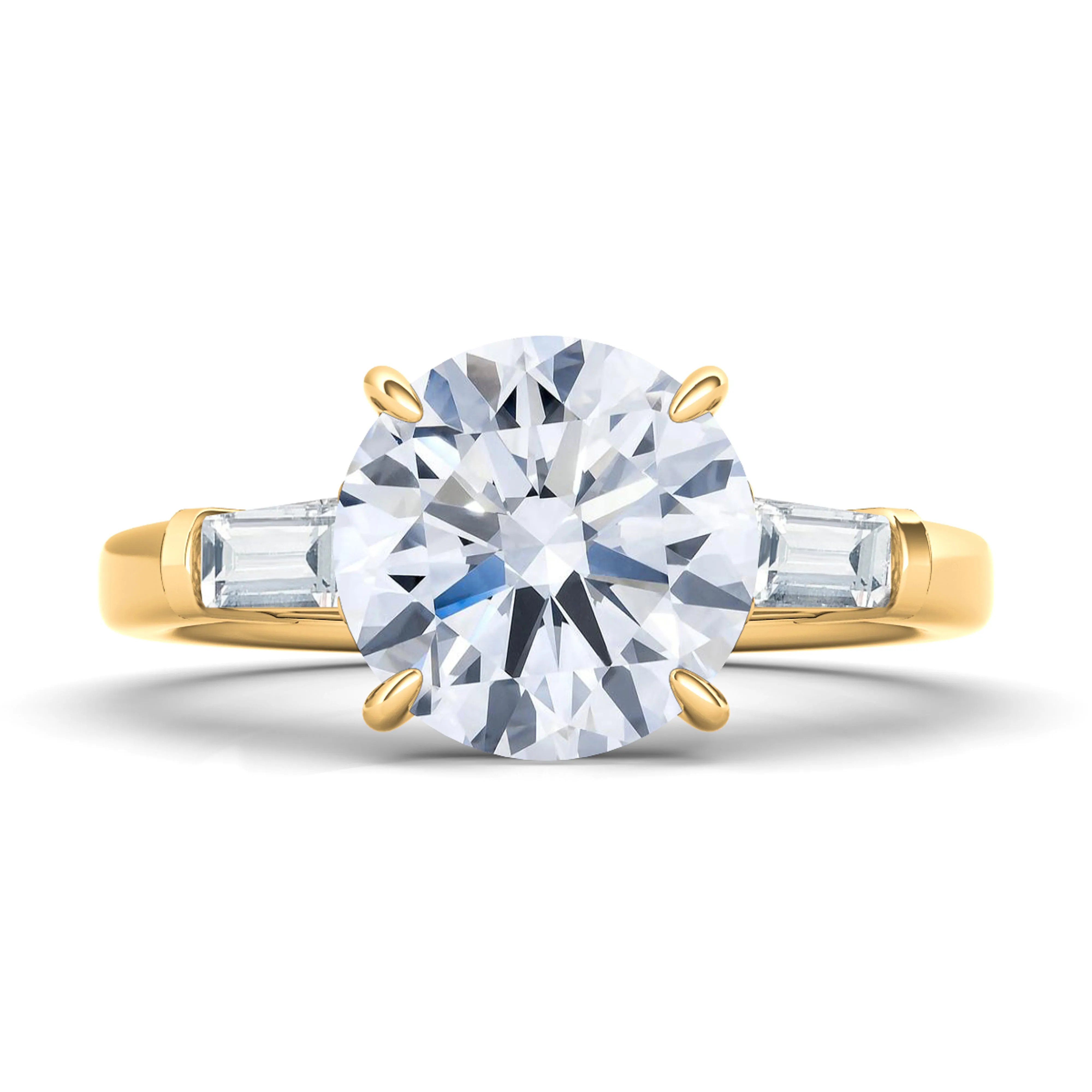 Round Brilliant With Tapered Baguettes Diamond Ring