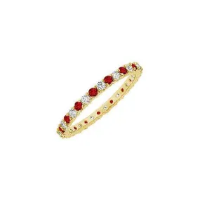 Ruby and Diamond Eternity Bangle : 14K Yellow Gold - 6.00 CT TGW