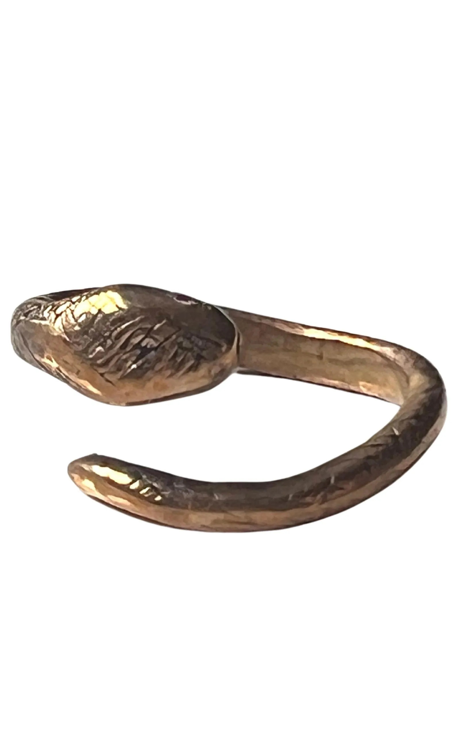 Ruby Snake Ring Bronze Adjustable