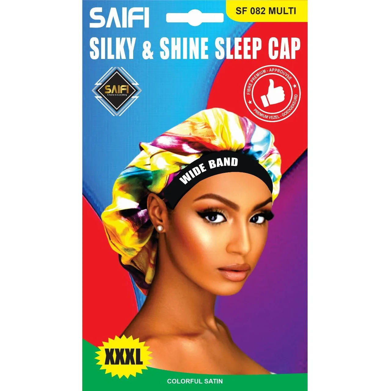 Saifi Silky & Shine Sleep COLORFUL SATIN CAP SF 082 MULTI XXXL WIDE BAND