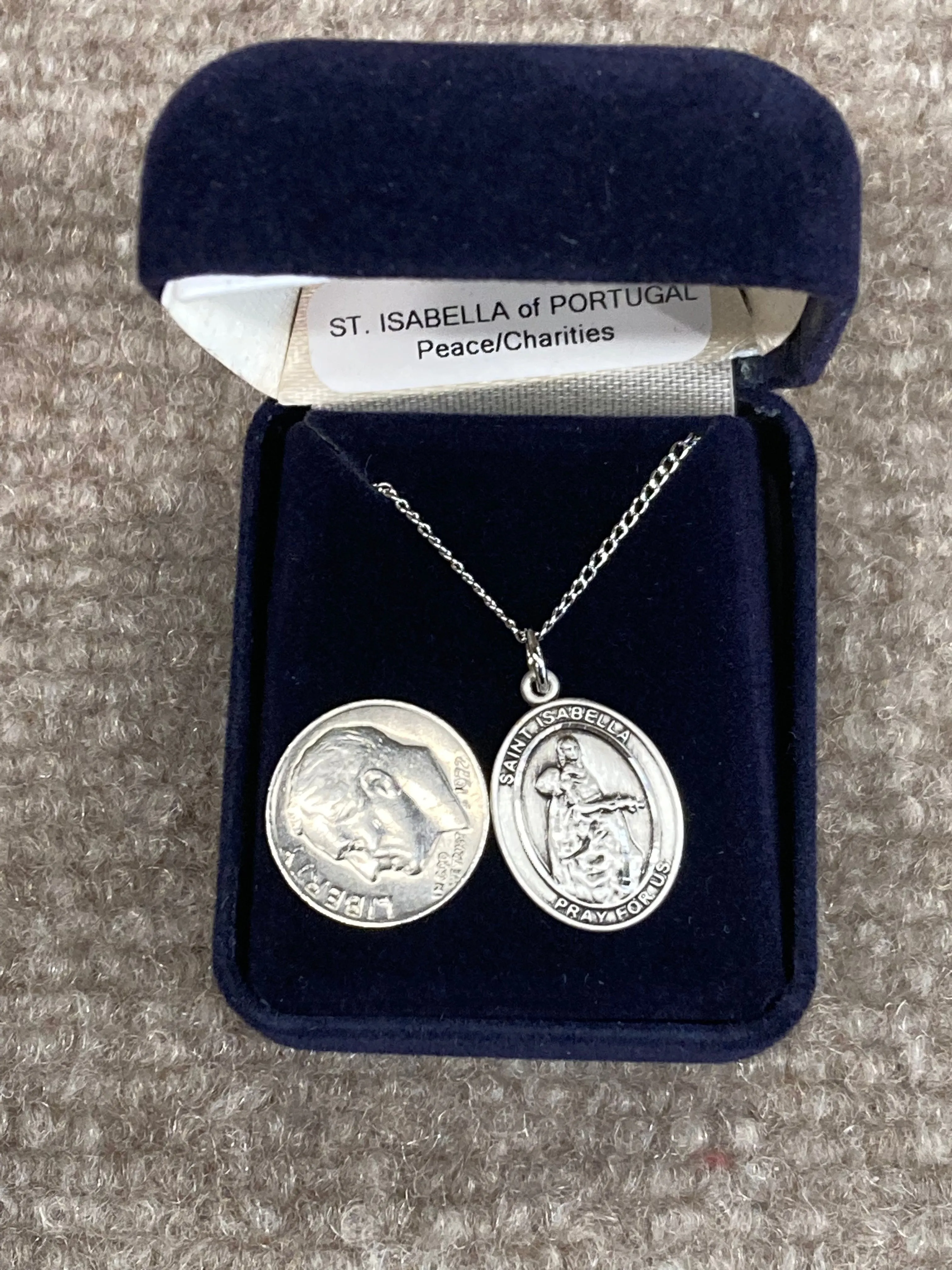 Saint Isabella of Portugal Silver Pendant And Chain Religious
