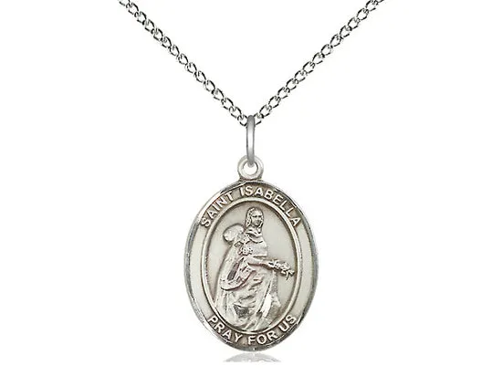 Saint Isabella of Portugal Silver Pendant And Chain Religious