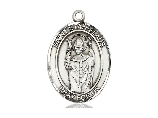 Saint Stanislaus Silver Pendant With 24 Inch Silver Chain Religious