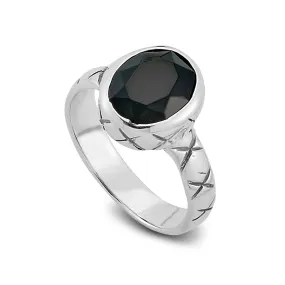 Samuel B. Sterling Silver Oval Shape Black Onyx Ring, Size 7.5 (96950)