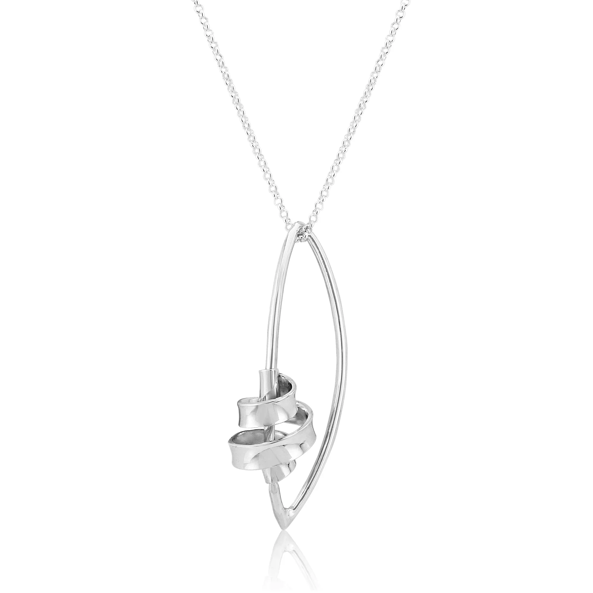 Sarah Ribbon Marquise Silver Pendant Necklace