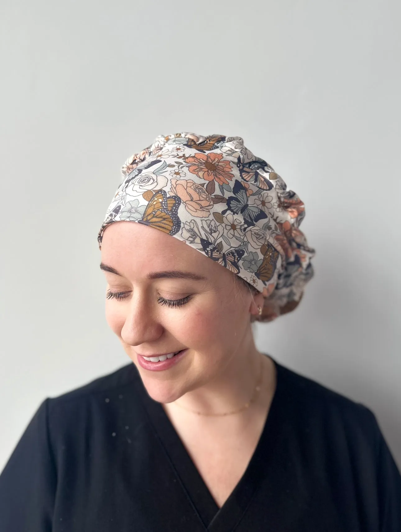 Scrub Hat - Butterfly Floral