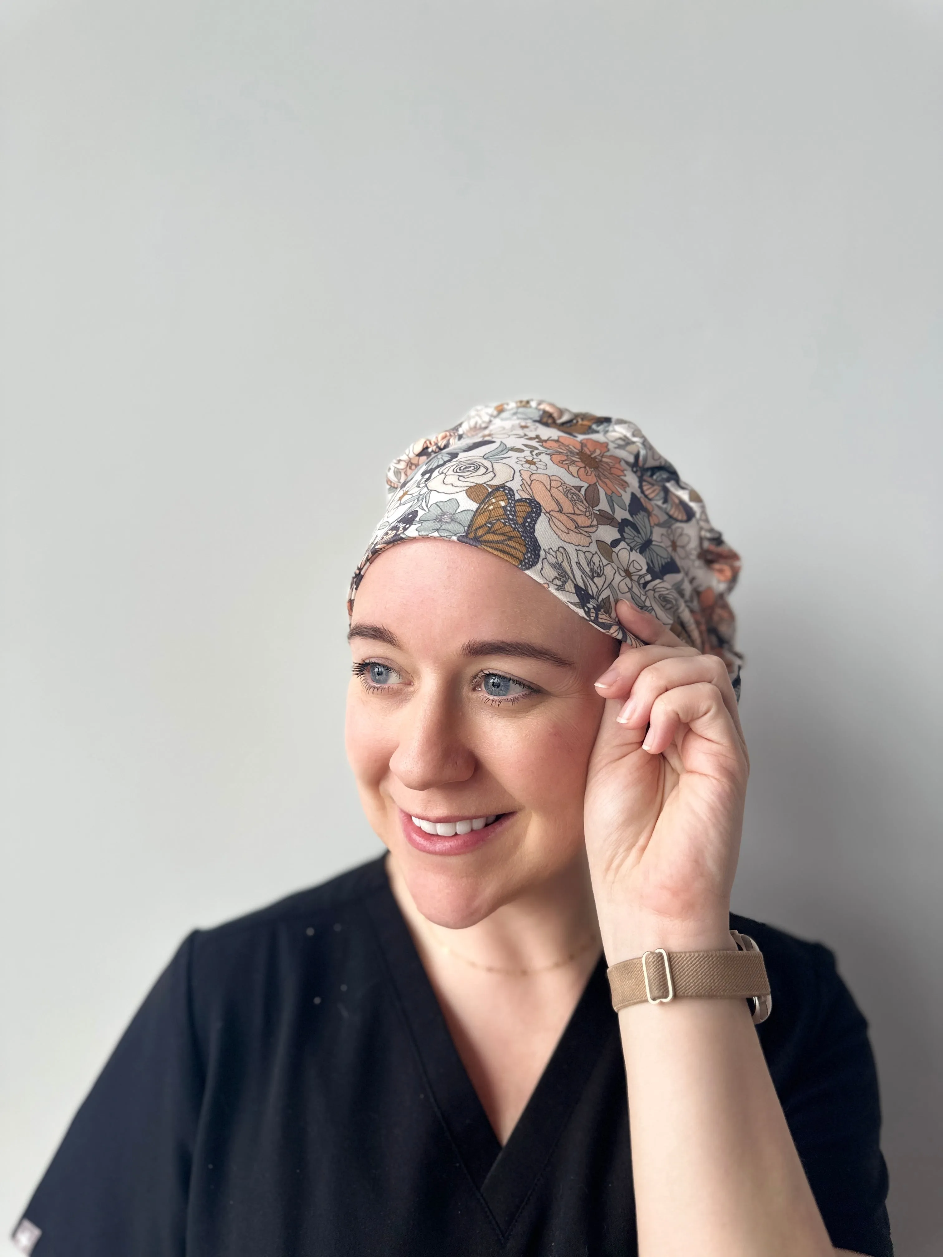 Scrub Hat - Butterfly Floral