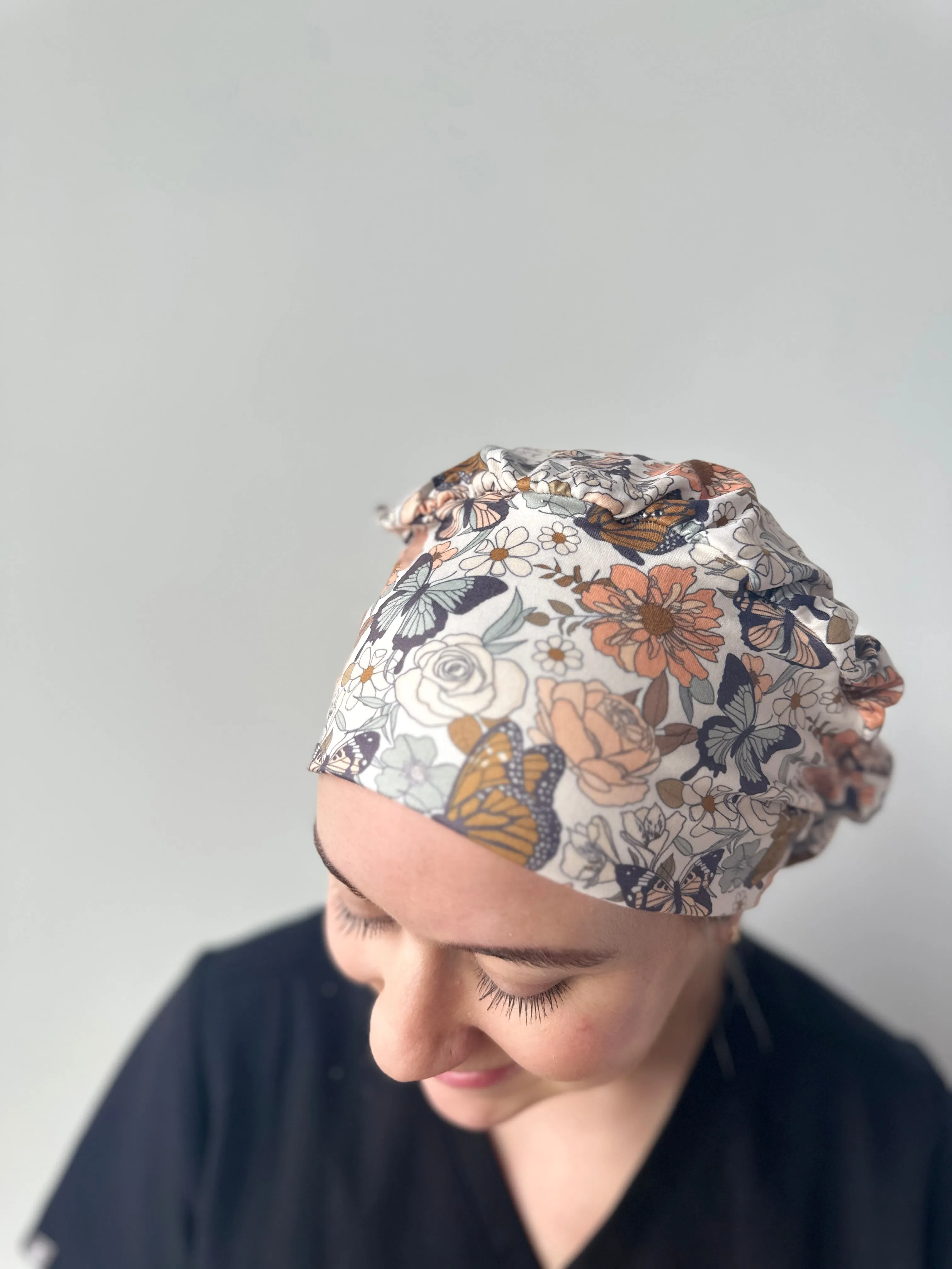 Scrub Hat - Butterfly Floral