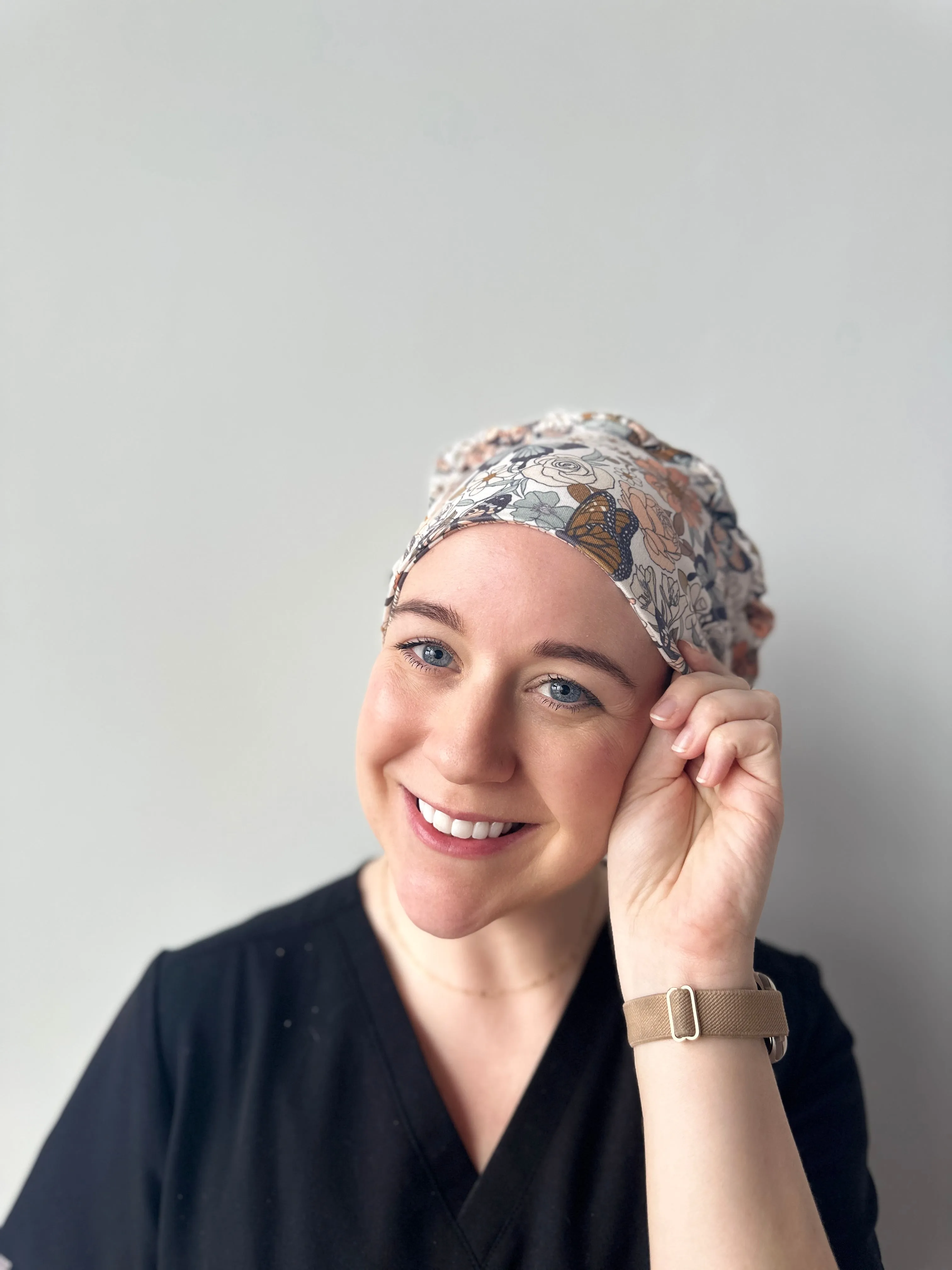 Scrub Hat - Butterfly Floral