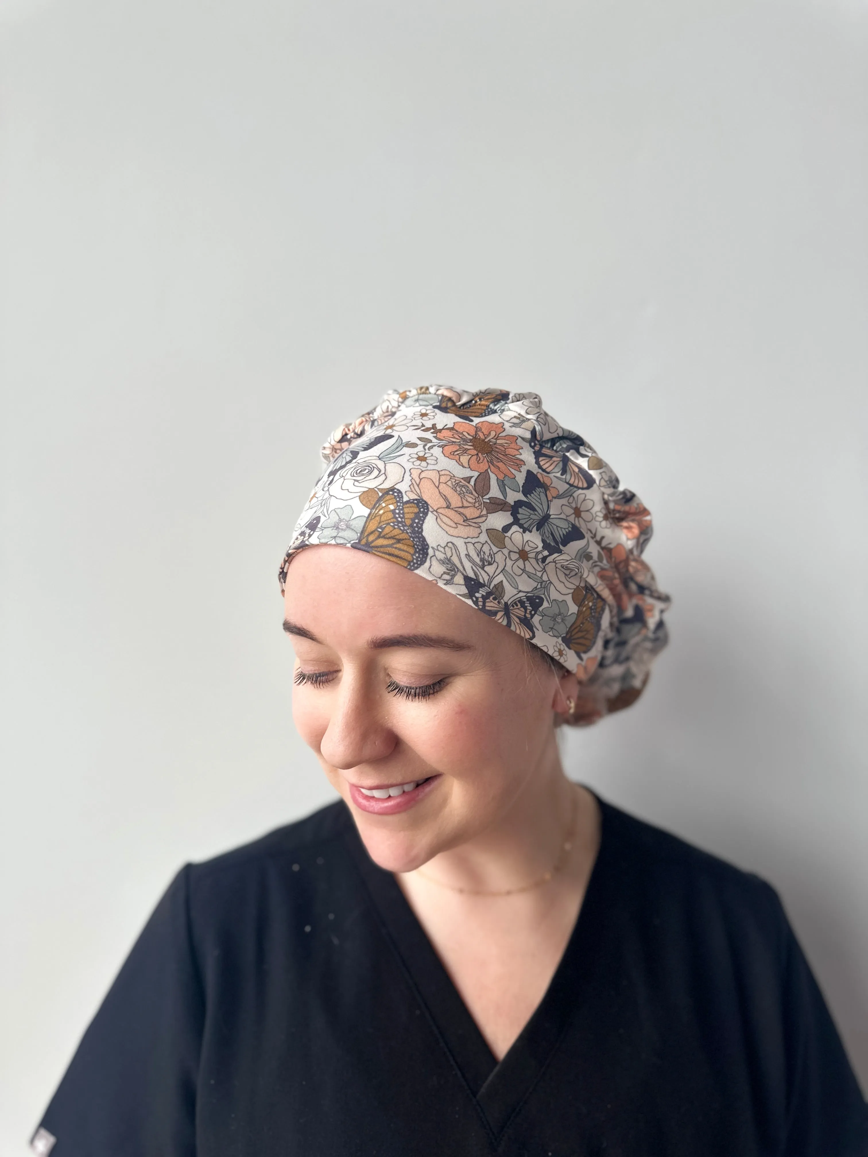 Scrub Hat - Butterfly Floral