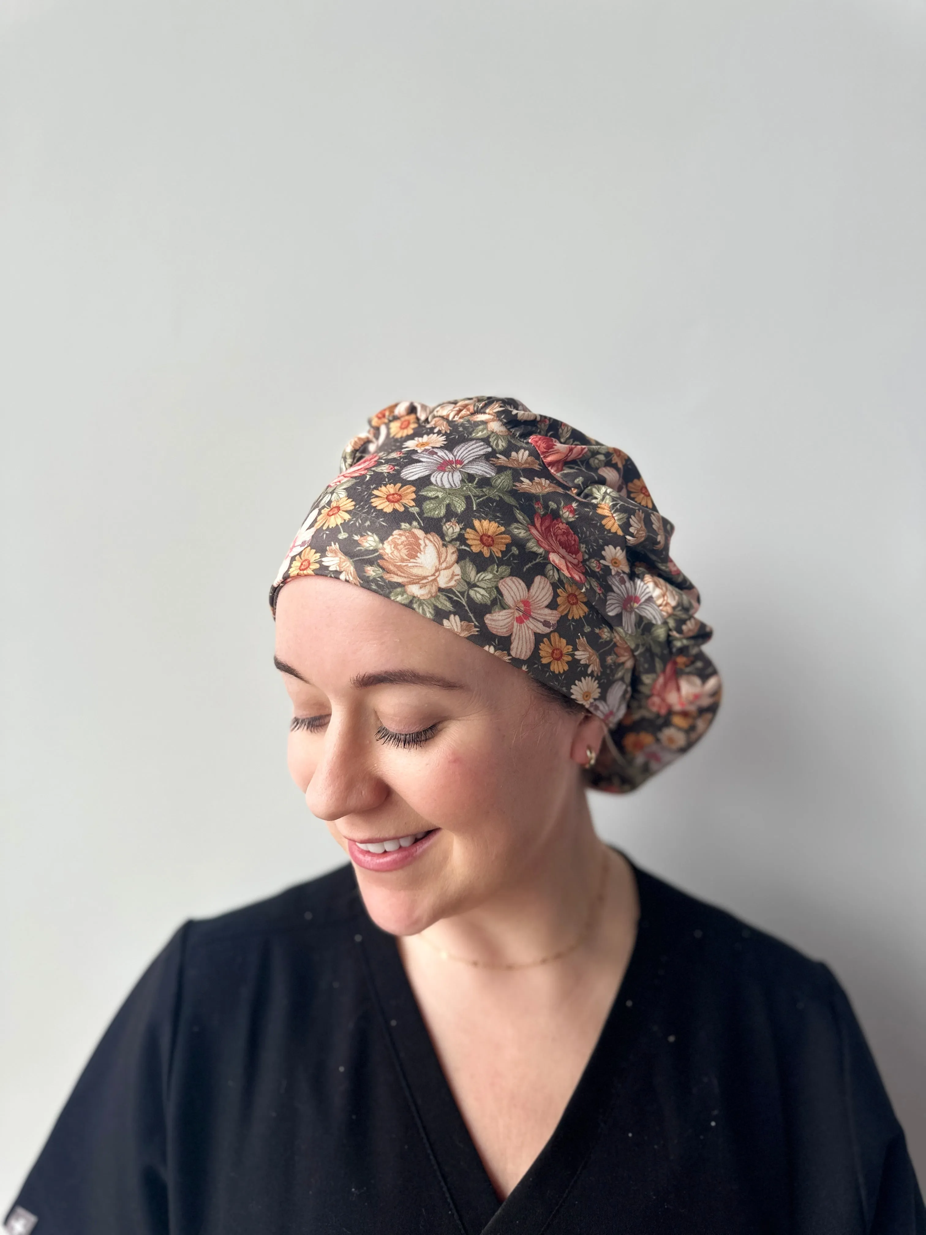 Scrub Hat - Dark Vintage Floral