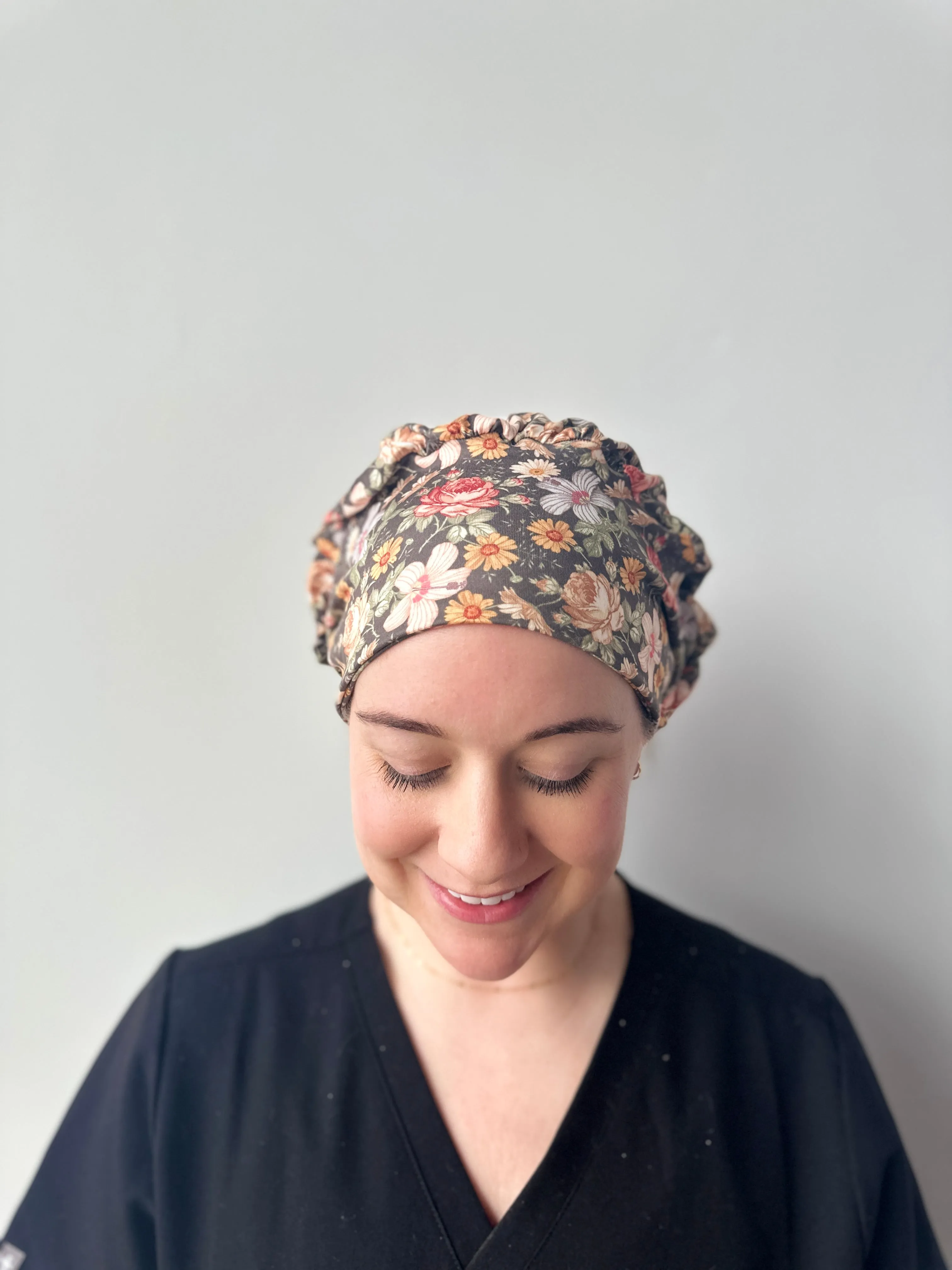 Scrub Hat - Dark Vintage Floral