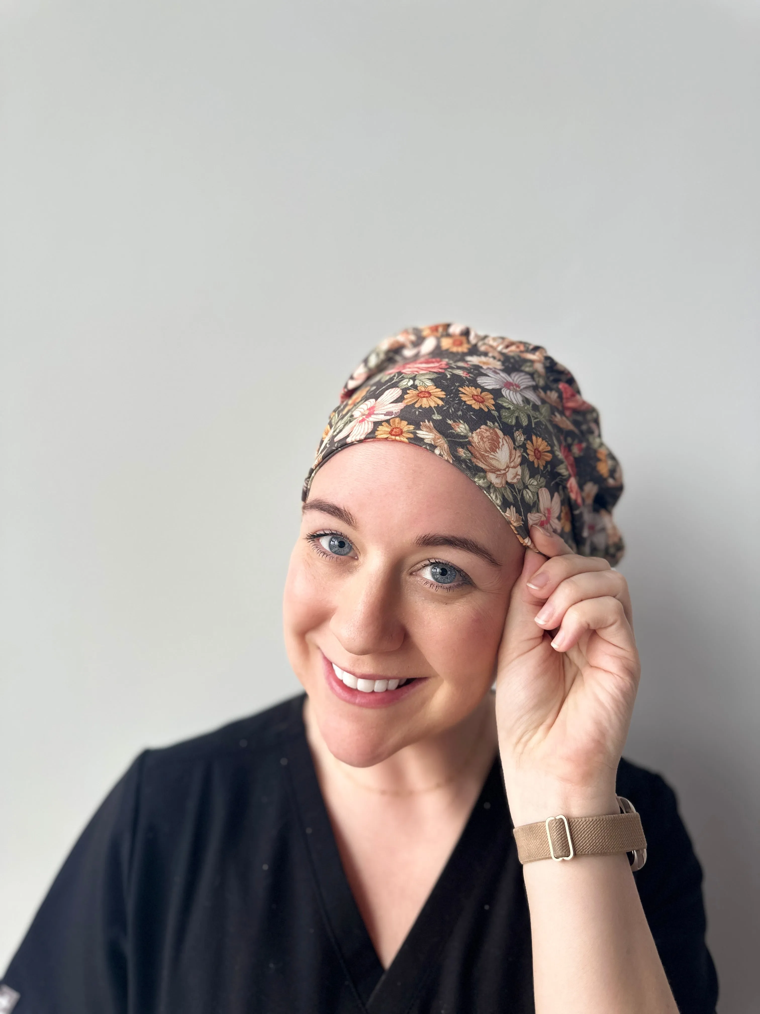 Scrub Hat - Dark Vintage Floral