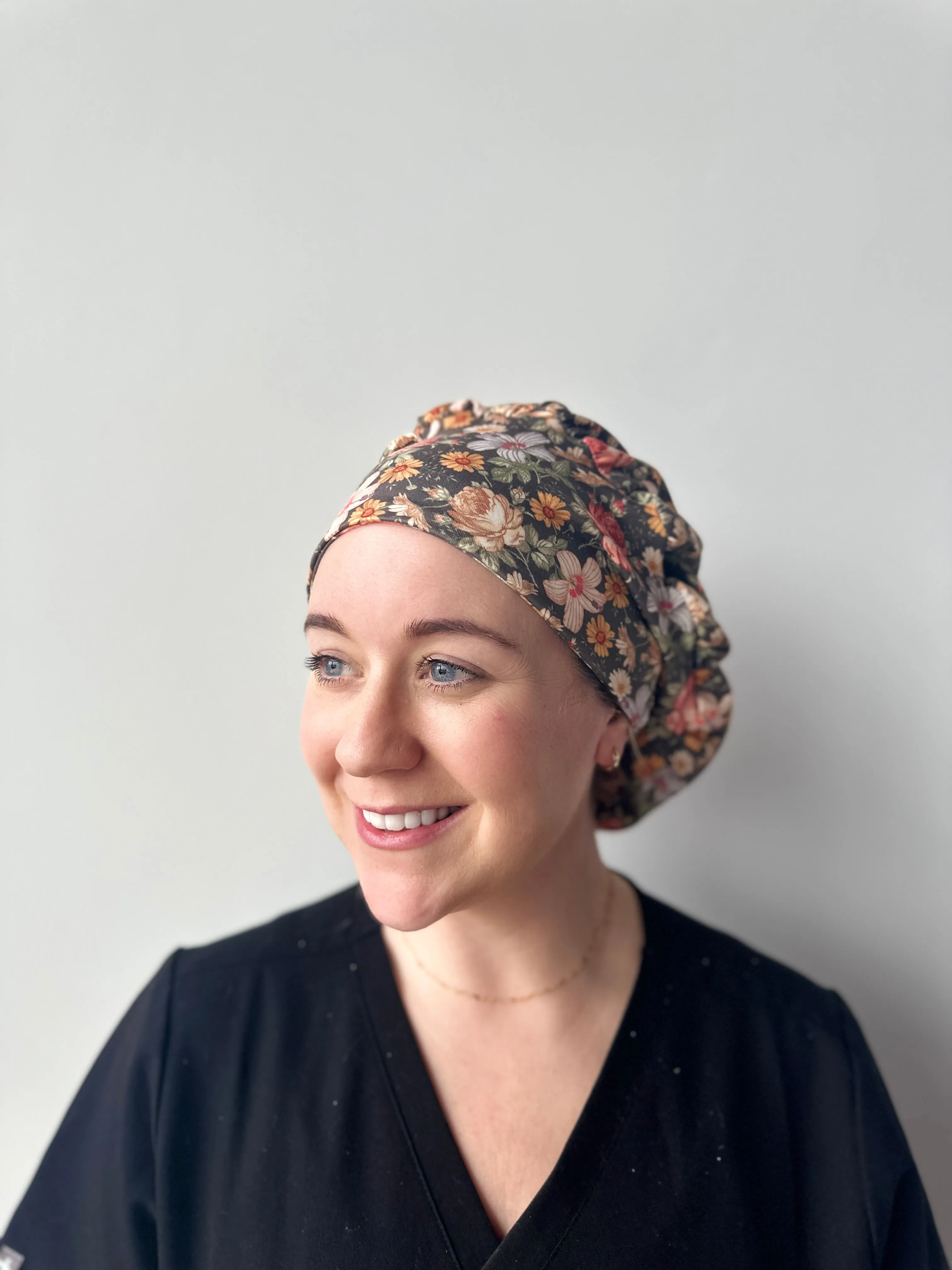 Scrub Hat - Dark Vintage Floral