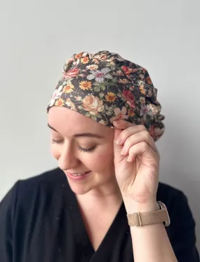 Scrub Hat - Dark Vintage Floral