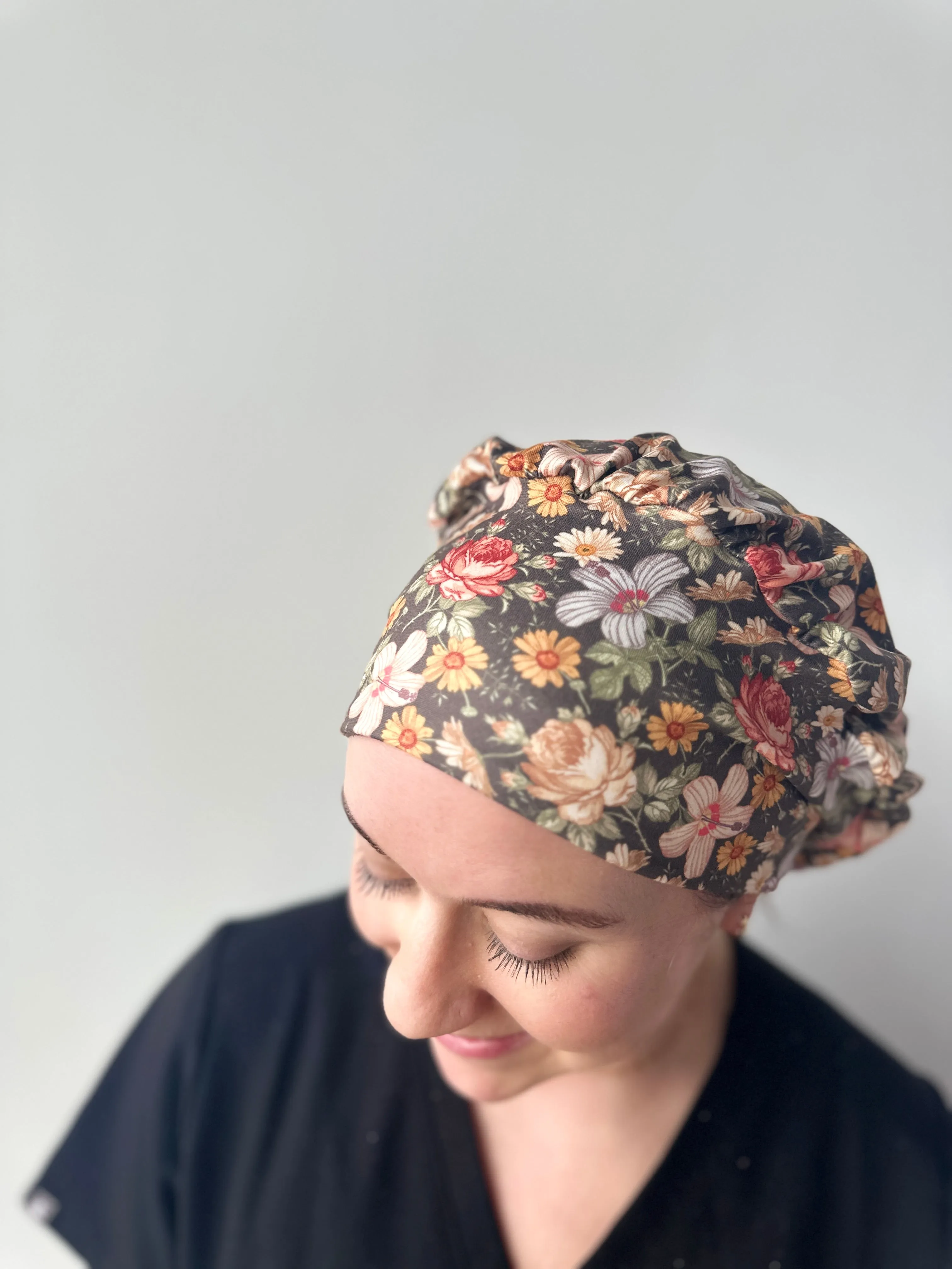 Scrub Hat - Dark Vintage Floral