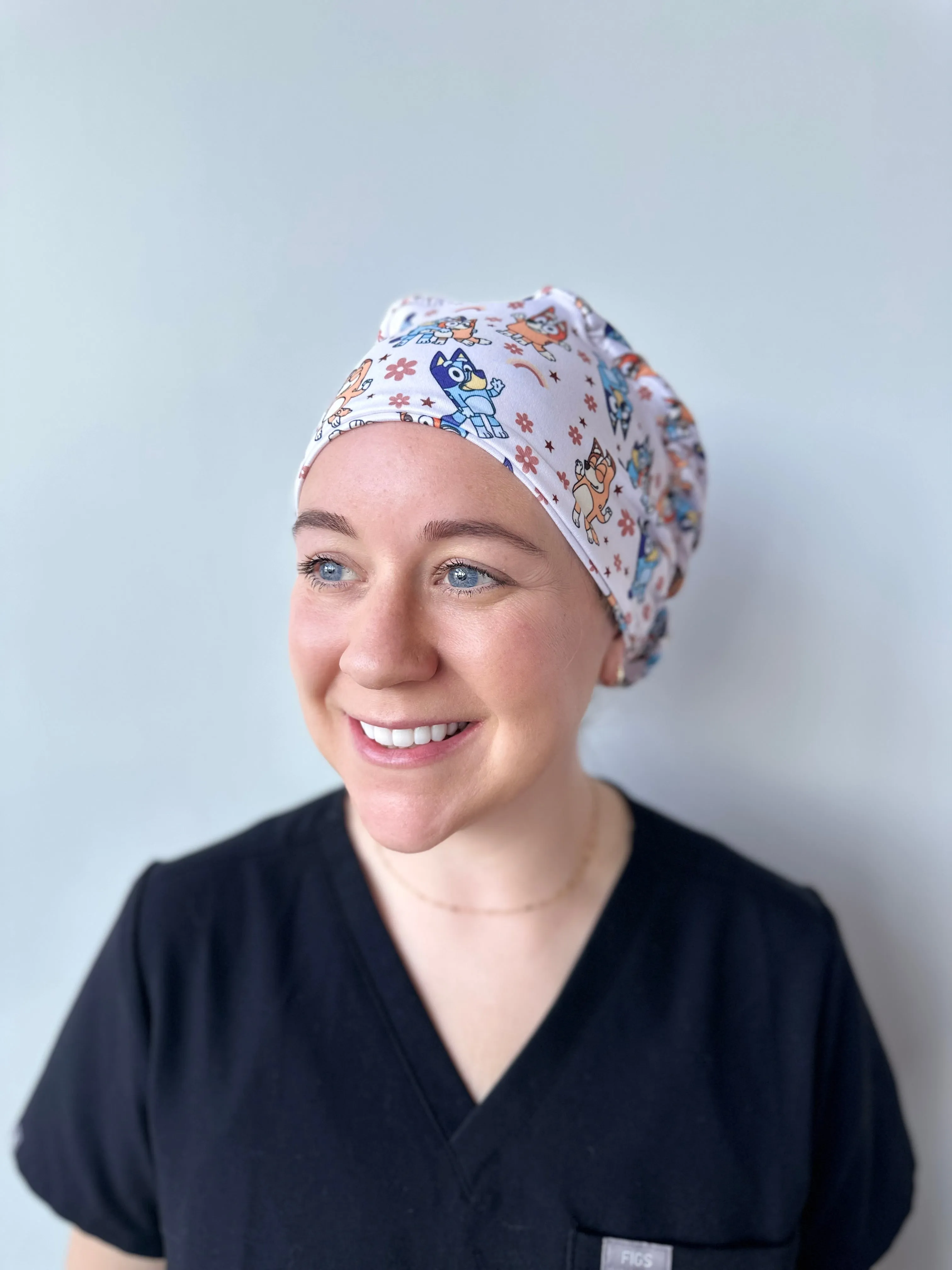 Scrub Hat - Neutral Blue Dog