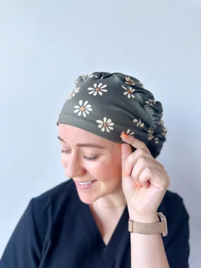 Scrub Hat - Olive Daisy