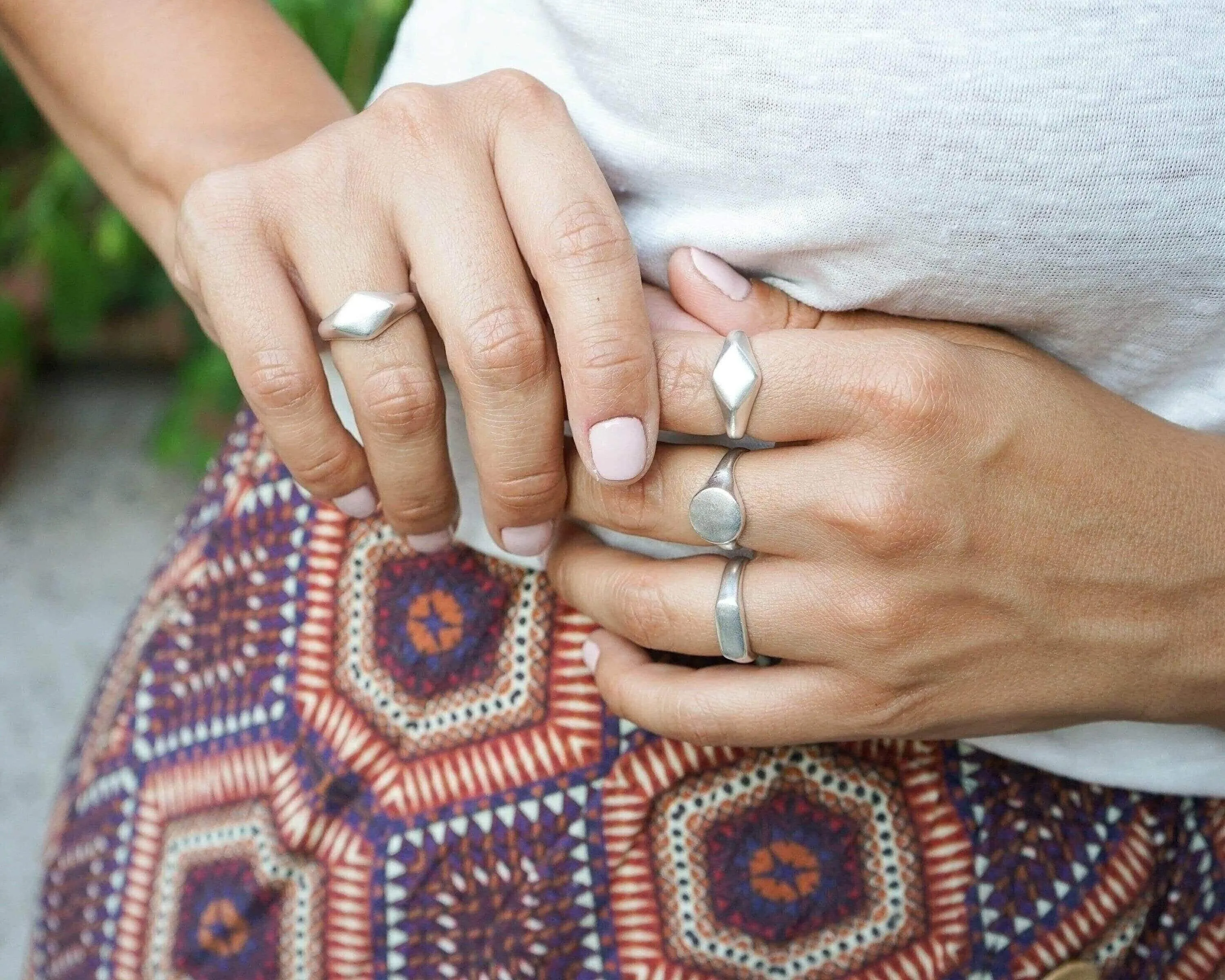Silver Classic Rhombus Signet Ring