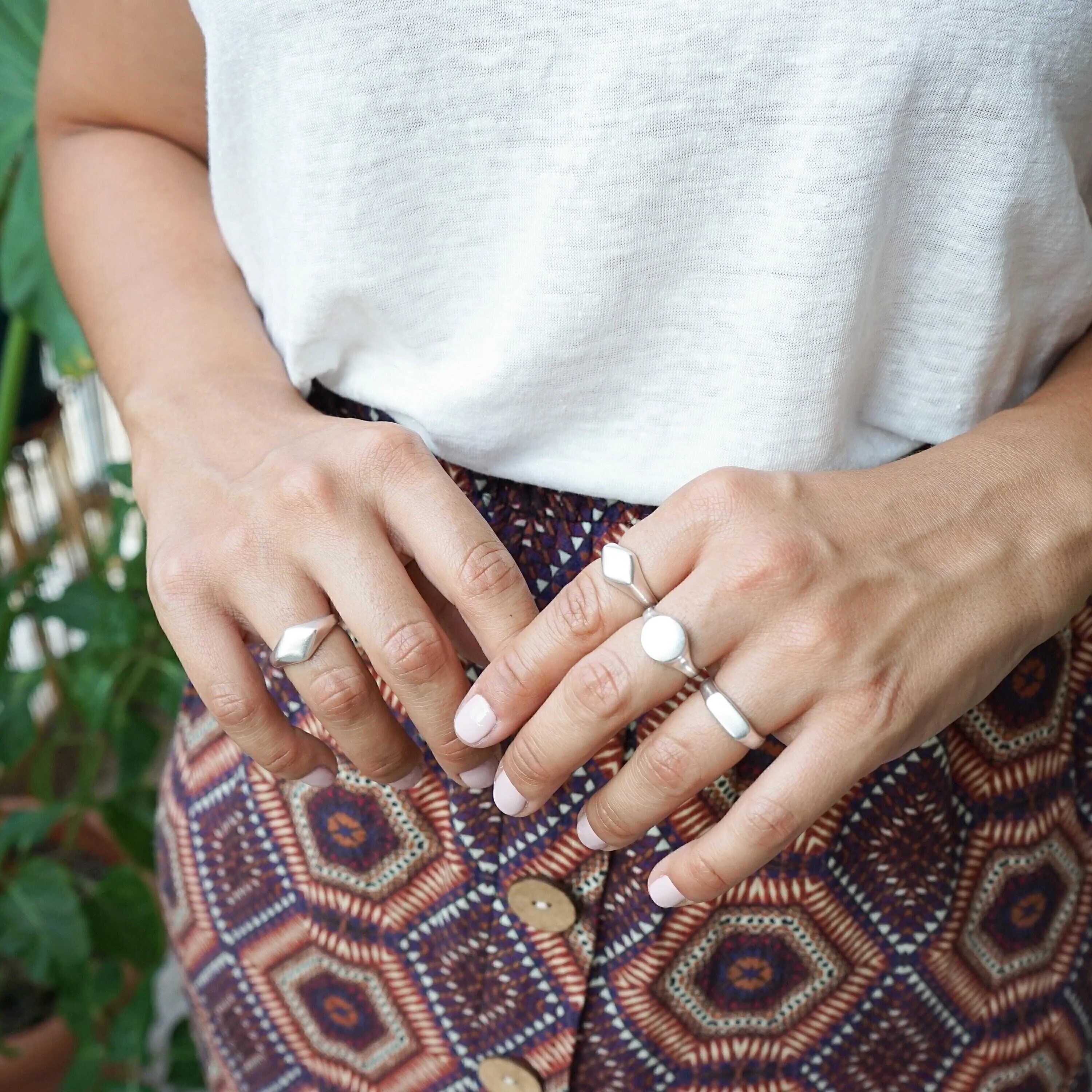Silver Classic Rhombus Signet Ring