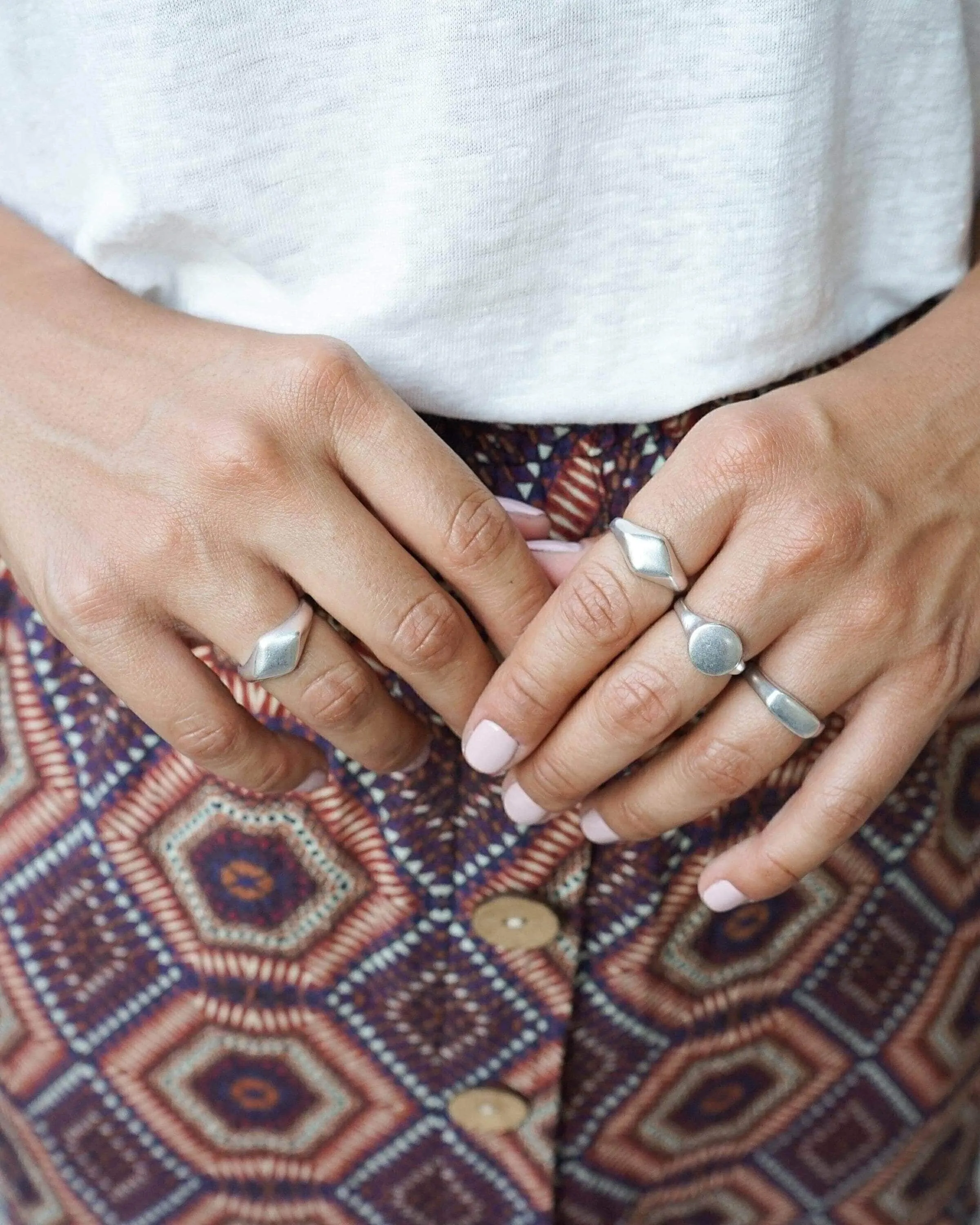 Silver Classic Rhombus Signet Ring